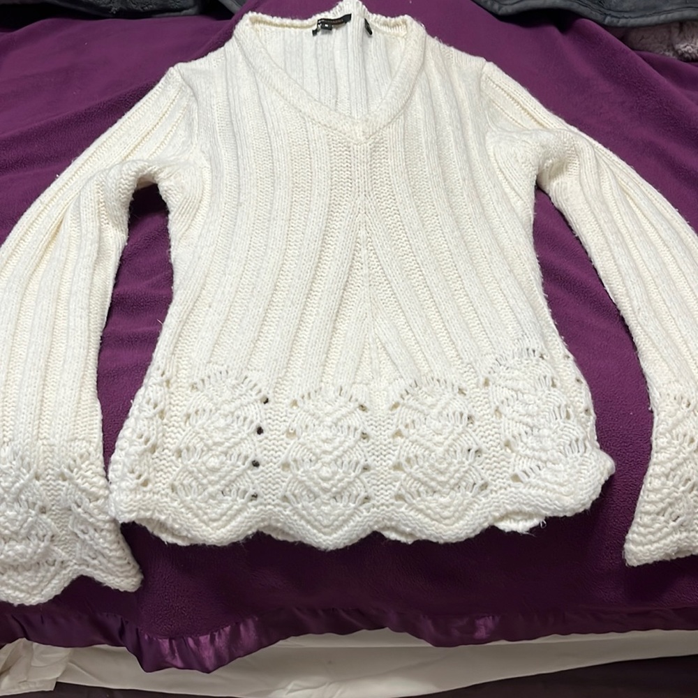 BCBG White dressy sweater perfect for the holidays